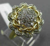 ESTATE LARGE .25CT DIAMOND 14KT TWO TONE GOLD 3D FILIGREE FLOWER MILGRAIN RING