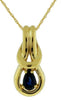 ESTATE .28CT AAA SAPPHIRE 14KT YELLOW GOLD PEAR SHAPE LOVE KNOT FLOATING PENDANT