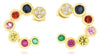 1.76CT DIAMOND & AAA MULTI COLOR SAPPHIRE 14K YELLOW GOLD SIDEWAYS HOOP EARRINGS