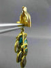 ANTIQUE LARGE TURQUOISE 18K YELLOW GOLD HANDCRAFTED OVAL FLOWER CLIP ON EARRINGS