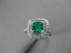 ESTATE WIDE 1.63CT DIAMOND & AAA EMERALD 14KT WHITE GOLD SQUARE HALO RING #20487