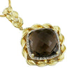 LARGE 10.14CT DIAMOND & AAA SMOKEY TOPAZ 14K YELLOW GOLD SQUARE FLOATING PENDANT