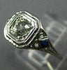 ANTIQUE .53CT DIAMOND & AAA SAPPHIRE 18K WHITE GOLD SQUARE ENGAGEMENT RING 26026
