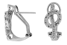 ESTATE .58CT DIAMOND 14KT WHITE GOLD 3D LOVE KNOT OVAL CLIP ON HANGING EARRINGS