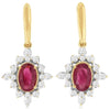 1.43CT DIAMOND & AAA RUBY 14KT 2 TONE GOLD OVAL & ROUND FILIGREE FLOWER EARRINGS