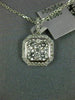 ESTATE LARGE .74CT DIAMOND 18KT WHITE GOLD SQUARE CLUSTER HALO FLOATING PENDANT