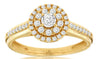 ESTATE .40CT DIAMOND 14KT YELLOW GOLD 3D FLOWER SOLITAIRE FRIENDSHIP LOVE RING