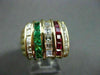 ESTATE 3.55CT DIAMOND & AAA RUBY & EMERALD 18K YELLOW GOLD MULTI ROW RING #22492