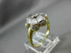 ANTIQUE WIDE .20CT DIAMOND & AAA WHITE QUARTZ 18K 2 TONE GOLD FLOWER RING #21715