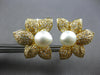 EXTRA LARGE 3.26CT DIAMOND & AAA SOUTH SEA PEARL 18K YELLOW GOLD FLOWER EARRINGS