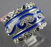 WIDE 1.62CT DIAMOND & AAA SAPPHIRE & BLUE ENAMEL 18K WHITE GOLD 3D ETERNITY RING