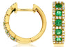 0.68CT DIAMOND & AAA EMERALD 14KT YELLOW GOLD 3D SQUARE HUGGIE HANGING EARRINGS