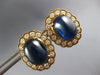 LARGE 20CT DIAMOND & AAA CABOCHON SAPPHIRE 18KT YELLOW GOLD 3D CLIP ON EARRINGS