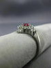 ESTATE LARGE .61CT DIAMOND & AAA RUBY 14KT WHITE GOLD CLASSIC SQUARE FLOWER RING