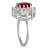 3.0CT DIAMOND & AAA RUBY 14KT WHITE GOLD CLASSIC PRINCESS DIANA ENGAGEMENT RING