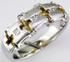 .10CT DIAMOND 14KT 2 TONE GOLD 3D PRINCESS MATTE & SHINY MULTI CROSS MENS RING