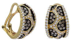 WIDE 2.72CT WHITE FANCY CHOCOLATE DIAMOND 14K YELLOW BLACK GOLD HANGING EARRINGS
