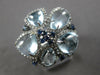 LARGE 9.94CT DIAMOND & AAA BLUE TOPAZ & SAPPHIRE 14KT WHITE GOLD FLOWER FUN RING