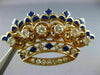 ANTIQUE 1.26CT DIAMOND & AAA BLUE ENAMEL 14K YELLOW GOLD CROWN PIN PENDANT 20798