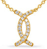 ESTATE .22CT DIAMOND 14KT YELLOW GOLD 3D SEMI INFINITY CLASSIC LOVE NECKLACE