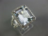 LARGE 6.07CT DIAMOND & AAA AQUAMARINE 14K WHITE GOLD EMERALD CUT ENGAGEMENT RING