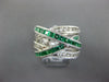 LARGE 2.01CT DIAMOND & AAA EMERALD 14K WHITE GOLD CRISS CROSS INFINITY LOVE RING