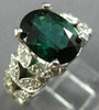 ESTATE LARGE 2.7CT DIAMOND & AAA GREEN TOURMALINE 14K WHITE GOLD ENGAGEMENT RING