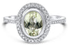 1.35CT DIAMOND & AAA LEMON QUARTZ 14KT WHITE GOLD 3D OVAL & ROUND SOLITAIRE RING