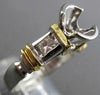 ESTATE .37CT DIAMOND 18KT 2TONE GOLD SEMI BEZEL SEMI MOUNT ENGAGEMENT RING #4674