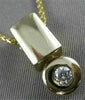 ESTATE ROUND DIAMOND SOLITAIRE 14K YELLOW GOLD HANGING BEZEL PENDANT CHAIN #1496