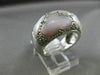 ESTATE WIDE .18CT DIAMOND 14K WHITE GOLD 3D MOTHER OF PEARL 3 CLOVER FLOWER RING