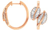 .83CT DIAMOND 14K ROSE GOLD BAGUETTE DOUBLE LEAF CRISS CROSS FUN HUGGIE EARRINGS