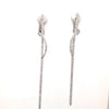 ESTATE .95CT DIAMOND 18KT WHITE GOLD 3D CLASSIC BAR FUN HANGING EARRINGS