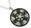 ESTATE LARGE 3.10CT WHITE & BLACK DIAMOND 14K WHITE GOLD 3D FLOWER HEART PENDANT