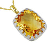 ESTATE EXTRA LARGE DIAMOND & AAA CITRINE 14K YELLOW GOLD CUSHION & ROUND PENDANT