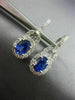 ESTATE 2.58CT DIAMOND & AAA SAPPHIRE 14KT WHITE GOLD OVAL HALO HANGING EARRINGS
