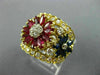 LARGE 3.80CT DIAMOND AAA MULTI GEM 18KT YELLOW GOLD 3D MULTI FLOWER FUN RING E/F