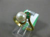 ESTATE .05CT AAA EMERALD & SOUTH SEA PEARL 14KT YELLOW GOLD 3D ANNIVERSARY RING