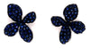 1.36CT AAA SAPPHIRE 18KT WHITE GOLD 3D 4 LEAF CLOVER ROSE FLOWER STUD EARRINGS