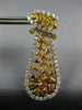 LARGE 10.30CT WHITE & FANCY YELLOW DIAMOND 18KT GOLD TEAR DROP HANGING EARRINGS