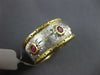 WIDE 1CT AAA RUBY 18KT 2 TONE GOLD MATTE & SHINY SUNBURST FILIGREE ETERNITY RING