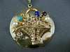 ANTIQUE LARGE AAA MULTI GEM & PEARL 14KT YELLOW GOLD FLOWER BASKET PENDANT #1237