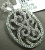 ESTATE LARGE .78CT DIAMOND 18K WHITE GOLD 3D OPEN OVAL FILIGREE FLOATING PENDANT