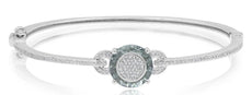 6.33CT DIAMOND & AAA GREEN AMETHYST 14KT WHITE GOLD ROUND ETOILE BANGLE BRACELET