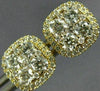 ESTATE LARGE 1.18CT DIAMOND 18K YELLOW GOLD 3D CLUSTER SQUARE HALO STUD EARRINGS