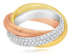 LARGE 1.15CT DIAMOND 18KT TRI COLOR GOLD 3 ROW ETERNITY TRINITY ANNIVERSARY RING