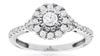 ESTATE .60CT DIAMOND 14KT WHITE GOLD 3D CLASSIC ROUND FLOWER LOVE RING