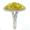 LARGE 3.87CT WHITE & FANCY YELLOW DIAMOND 18KT 2 TONE GOLD MULTI SHAPE OVAL RING
