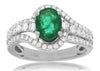 1.75CT DIAMOND & AAA EMERALD 14KT WHITE GOLD OVAL & ROUND CRISS CROSS LOVE RING