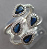 WIDE 1.39CT DIAMOND & AAA SAPPHIRE 14KT WHITE GOLD PEAR SHAPE & ROUND LOVE RING